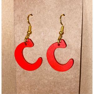 ☀️3/$12☀️ Letter “C” Wood Earrings (Red)